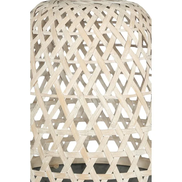 Bamboo Lantern with Hexagonal Lattice Body, Large, Brown and Gray