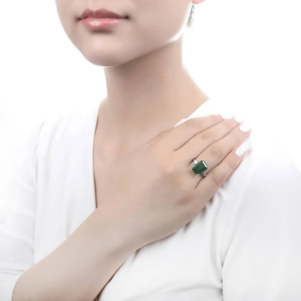 BERRICLE Sterling Silver Emerald Cut Cubic Zirconia CZ Statement Solitaire Cocktail Fashion Right Hand Ring Size 4.5