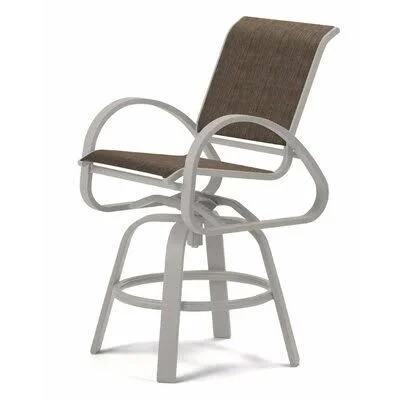 Aruba II Patio Bar Stool Telescope Casual Frame Finish: Textured Snow - Fabric: Harper