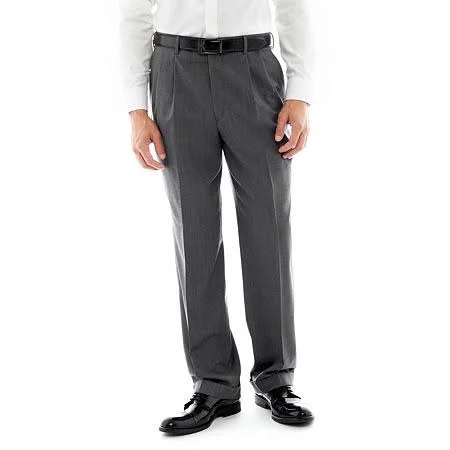 Stafford Executive Super 100 Pleated Suit Pants - Classic, 32 34, Gray, Black Friday Deal