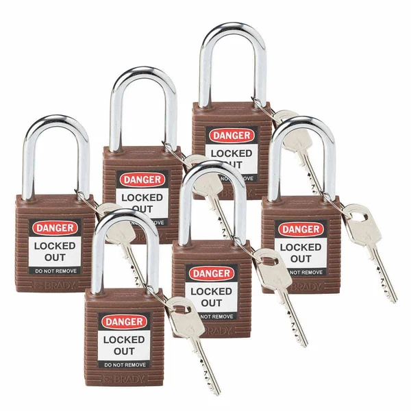 Brady 118948 Lockout Padlock - ka, brown, 1-3/4x22h, pk6