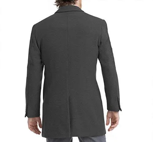 Calvin Klein Men's Slim Fit Wool Blend Overcoat Jacket, Grey, 46 Short