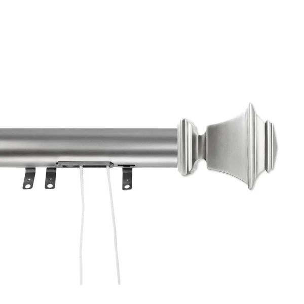 Rod Desyne 30 in. - 48 in. Bach Decorative Traverse Rod with Sliders in Satin Nickel