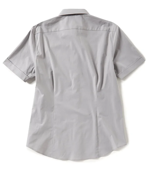 Michael Kors Slim-Fit Solid Stretch Short-Sleeve Woven Shirt - S