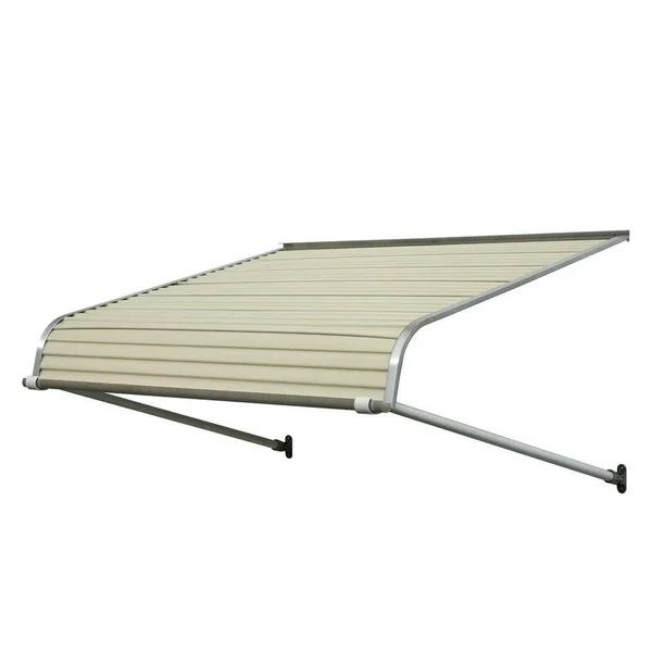 NuImage Awnings 1100 72-in Wide x 42-in Projection Almond Solid Open Slope Door Fixed Awning in Off-White - K110707205