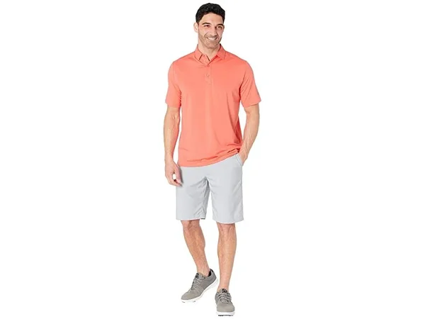Callaway Men's Cooling Micro Hex Polo Shirt, Dubarry Orange, Size Small, Polyester/Spandex