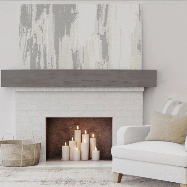 Ekena Millwork MANUSD04X06X72HD 4x22H x 6x22D x 72x22W Sandblasted Faux Wood Fireplace Mantel, Natural Honey Dew