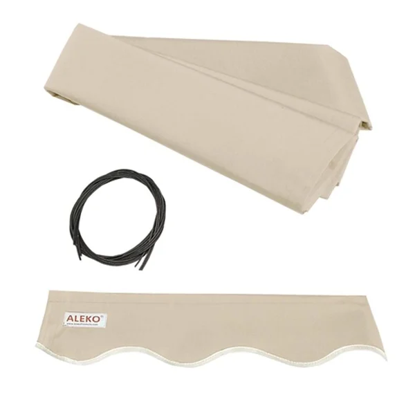 Aleko AB10X8IVORY29 10 x 8 ft. Black Frame Retractable Home Patio Canopy Awning Ivory Color