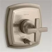 Kohler K-T98759-3-BV Margaux Rite-Temp Pressure-Balancing Trim with Push-Button Diverter and Cross Handles, Valve Not Included V