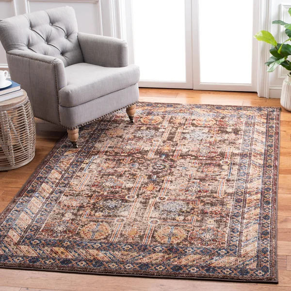 Safavieh Bijar Celie Traditional Distressed Oriental Rug - 6&7x22 x 6&7x22 Square - Brown/Ivory