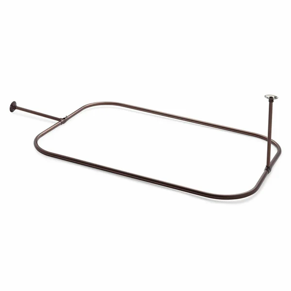 Signature Hardware Rectangular Solid Brass Shower Curtain Rod 54x22 L x 28x22 W with Rings Bronze
