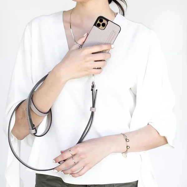 Hera Crossbody Standard iPhone Case with Extra Strap, Taupe