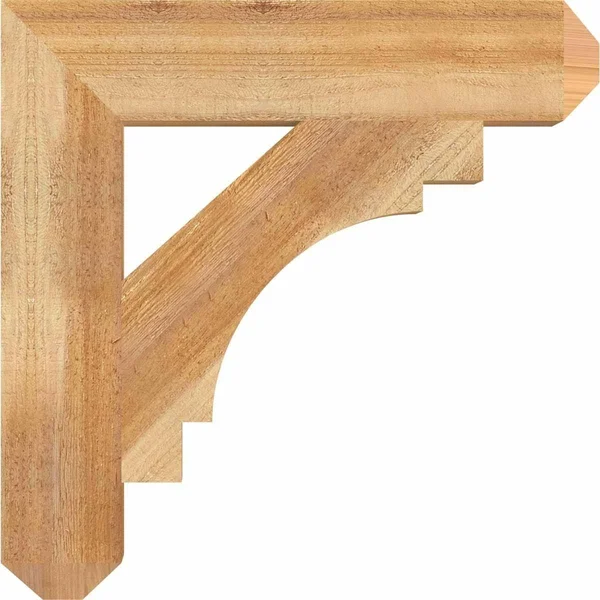 Ekena Millwork BKT06X38X38MRC04RWR 6x22W x 38x22D x 38x22H Merced Craftsman Rough Sawn BRACKET, Western Red Cedar