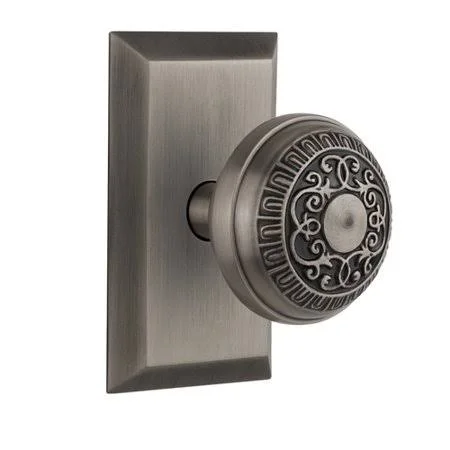 Nostalgic Warehouse 713408 Egg & Dart Single Dummy Door Knob with Studio Plate Finish: Antique Pewter