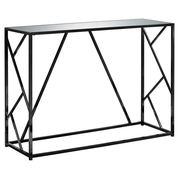 Black Nickel Metal Mirror Top 44nch Accent Table - Glass