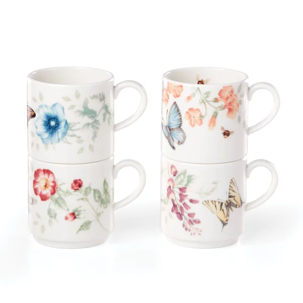 Butterfly Meadow 4-Piece Stacking Mug Set by Lenox
