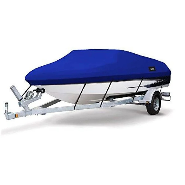 MSC Heavy Duty 600d Marine Grade Polyester Canvas Trailerable Waterproof Boat Cover (Pacific Blue, Model D - Length:17&-19& Beam