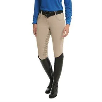 Ovation Ladies Euro Melange X-Grip Full Seat Breech - 32R - Neutral Beige