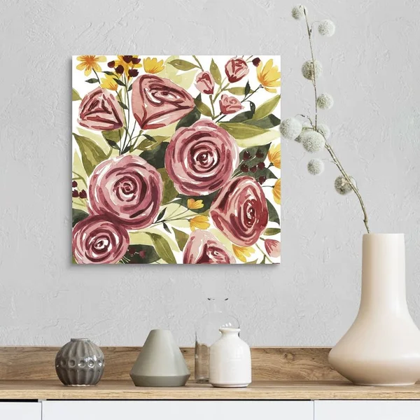 Rouge Bouquet II, Canvas Wall Art, 16x16, Great Big Canvas