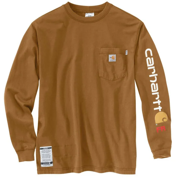 Carhartt Cotton Flame-Resistant Force Graphic Long-Sleeve T-Shirt, Light Gray, 3XL Regular