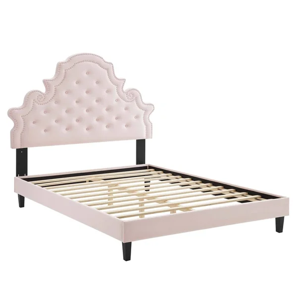 Gwyneth Tufted Performance Velvet King Platform Bed MOD-6762-PNK