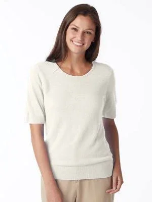 Appleseed&s Women's Spindrift Soft Short-Sleeve Sweater Shell - Ivory S Misses, Appleseed&s
