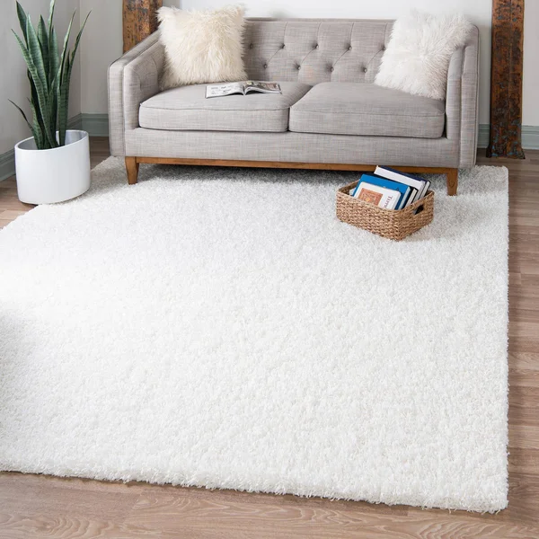 Unique Loom 3151333 5 x 5 ft. Solid Shag Square Rug Snow White