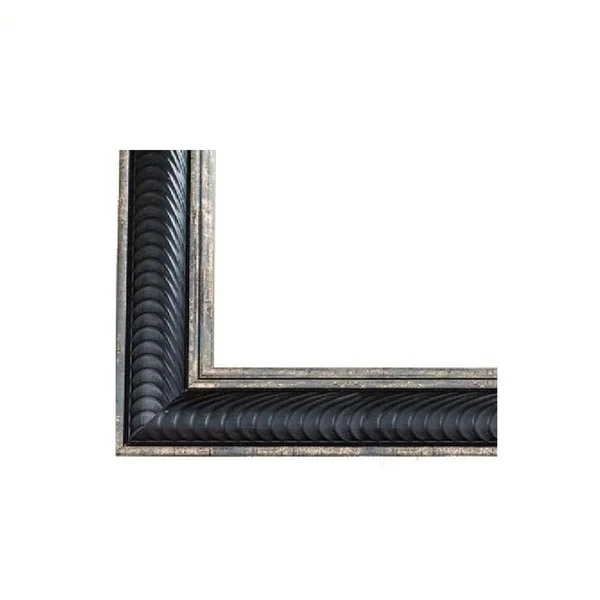 MirrorChic Del Mar 72 in. x 36 in. Mirror Frame Kit in Black and Silver - Mirror Not Included - Black, Silver
