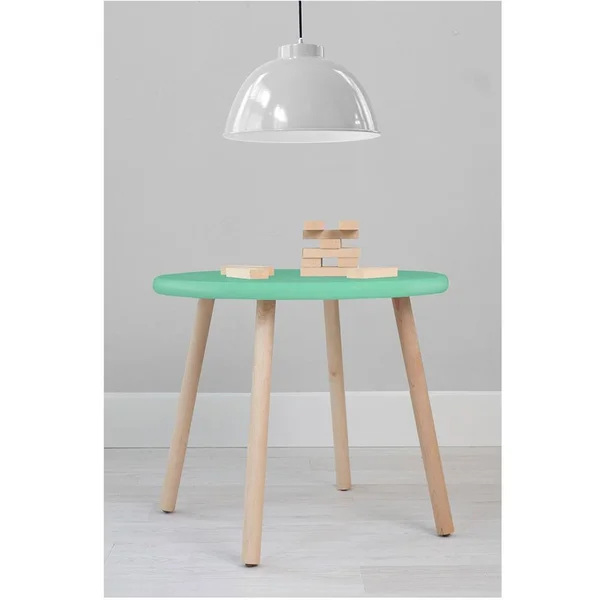 Peewee Round Kids Table, Walnut/Mint, 23.5x22 Small