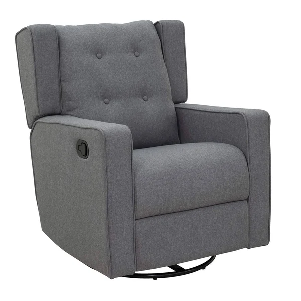 HOMCOM Linen Fabric Swivel Gliding Recliner Sofa Chair - Grey