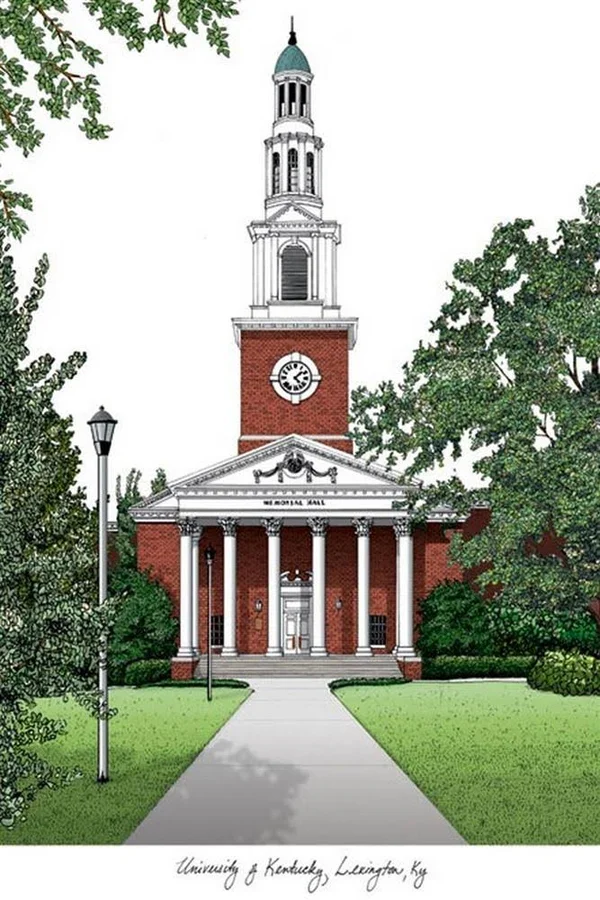 University of Kentucky Campus Images Lithograph Print