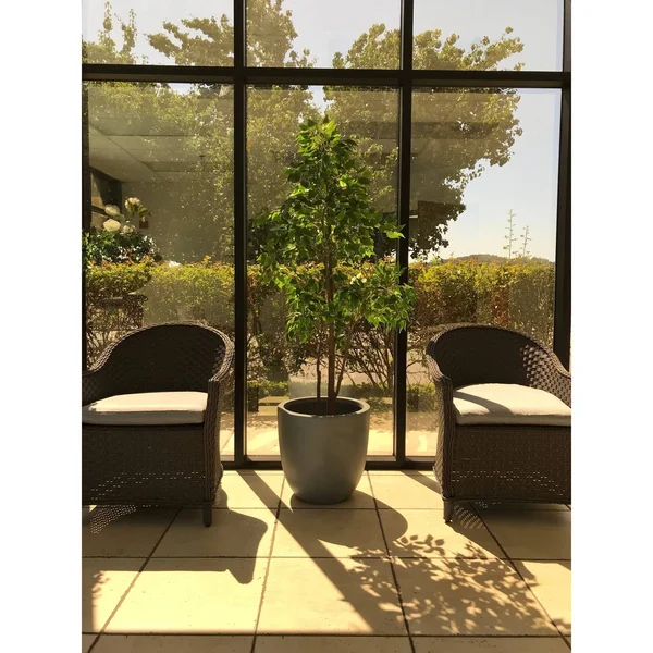 Kante RC0050C-C60611 Lightweight Concrete Modern Seamless Outdoor Round Planter - Slate Gray