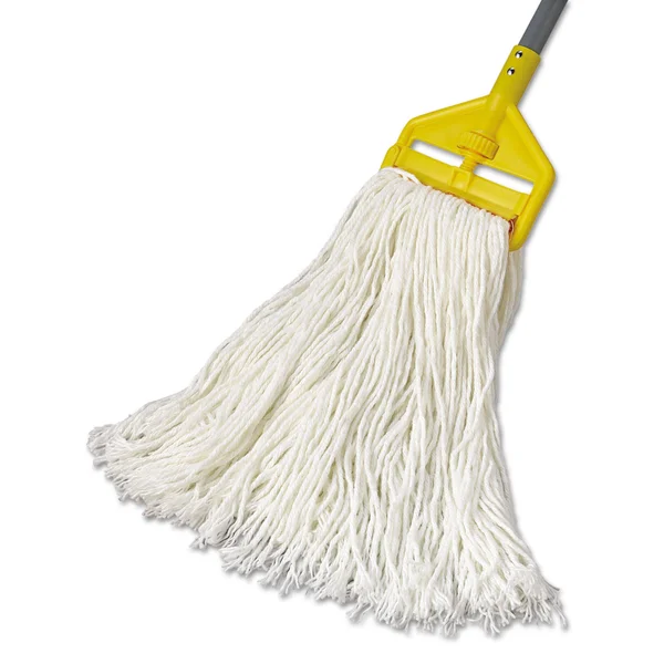 Rubbermaid Commercial Premium Cut-End Rayon Mop Head 20oz White 1x22 Orange Band 12/Carton F417WHI