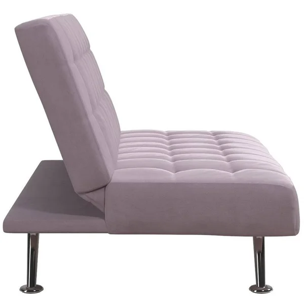 Rosebery Kids Tufted Kids Sleeper Sofa in Lilac and Chrome