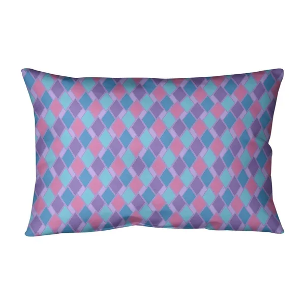 ArtVerse Retro Diamonds Lumbar Pillow - Green Multicolor - Linen