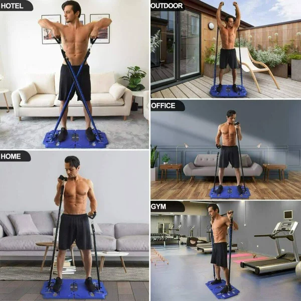 FITINDEX Portable Home Gym - Exercise Equipment with Resistance Bands Bar, Muscle Build Workout Equipment for Men/Women, Full-Bo