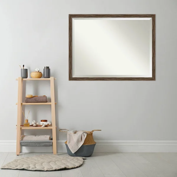 Amanti Art Regis Barnwood Mocha Narrow Frame Collection 20.62-in Matte Brown Rectangular Bathroom Mirror - DSW5247139