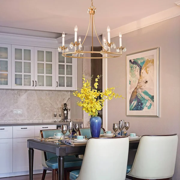 Modern Glam 6-Light Gold Wagon Wheel Crystal Chandelier - D 29.5x22 x H 22