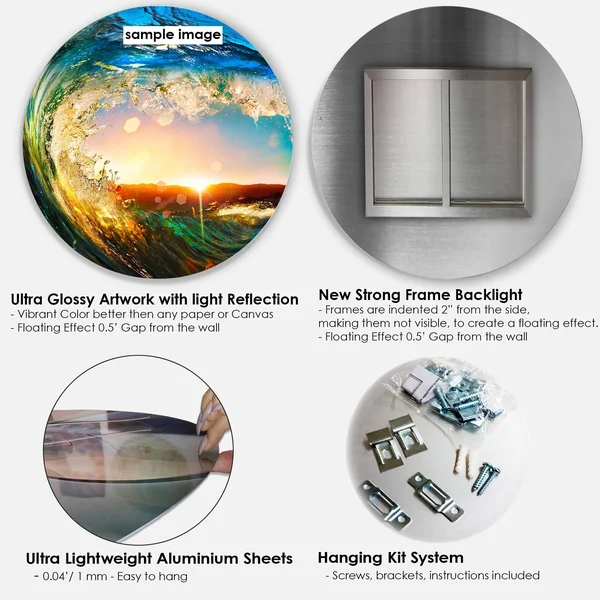 Design Art &3D Gold Silver Wave Design& Graphic Art Print on Metal