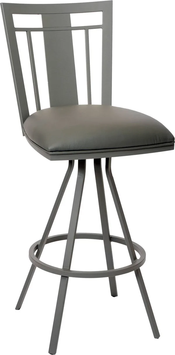 Armen Living Cleo 26x22 Transitional Barstool in Gray and Gray Metal