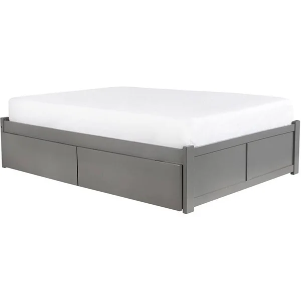 Bowery Hill Solid Wood Mates King Bed with Storage Drawers in Gray