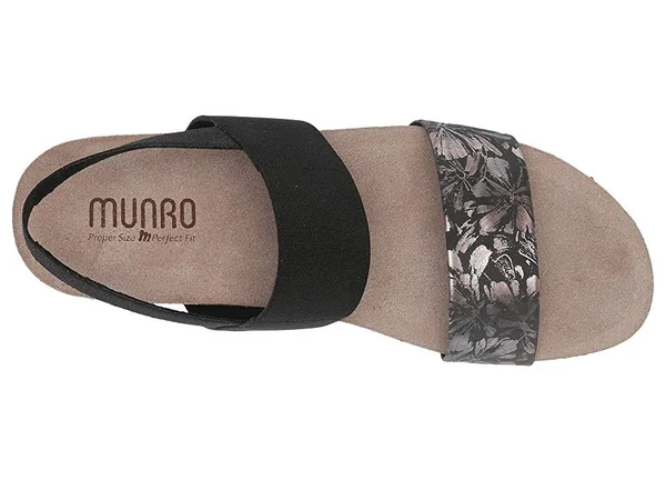 Munro Pisces Womens Molded Insoles Slip on Wedge Sandals - Dark Floral