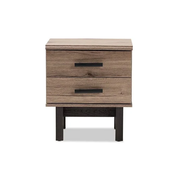 Arend Two-Tone Oak and Wood 2 Drawer End Table Brown - Baxton Studio