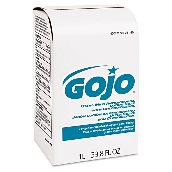 Gojo GOJ2112 Antimicrobial Soap w/Chloroxylenol Floral Balsam, 1000 mL - 8 pack