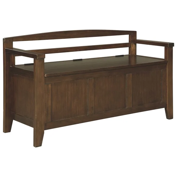 Benzara Transitional Style Wooden Bench with Lift Top SEAT, Brown, 17 x 46 x 26.88 in