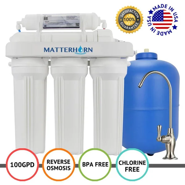 Matterhorn Superior REVERSE Osmosis Under The Sink Water Filter System - 5 Stage 100 GPD, White MRO-5100