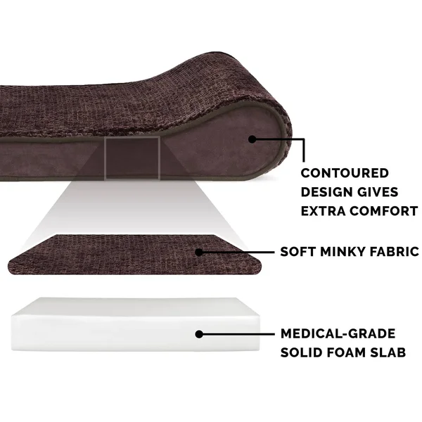 FurHaven Pet Dog Bed, Orthopedic Minky Plush & Velvet Luxe Lounger Pet Bed for Dogs & Cats (Espresso, Giant)