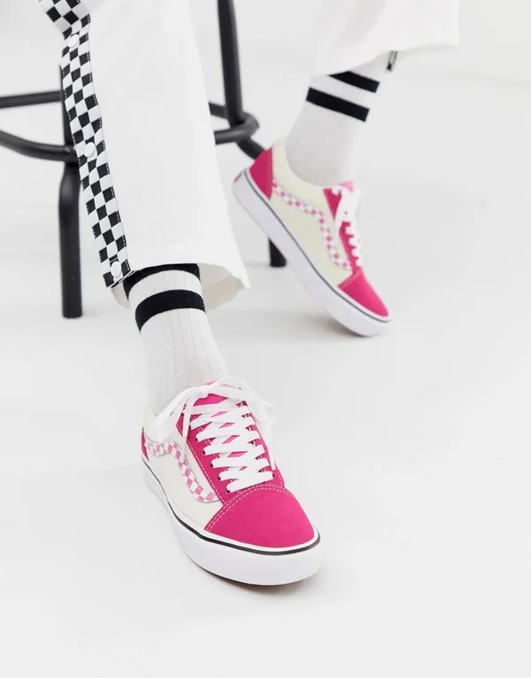 Vans Unisex ComfyCush Sidestrip Check Old Skool Sneakers (9.5)
