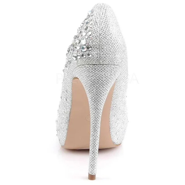Fabulicious DEST06R_SGFA-7 1 in. Hidden Platform Pump Shoe - Silver, Size 7
