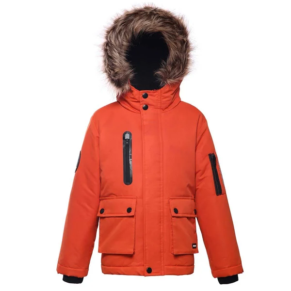 Rokkau0026rolla Boys& Water-Resistant Lined Hooded Thickened Parka Jacket with Removable Faux-Fur Hood Trim Mandarin Orange, Boy